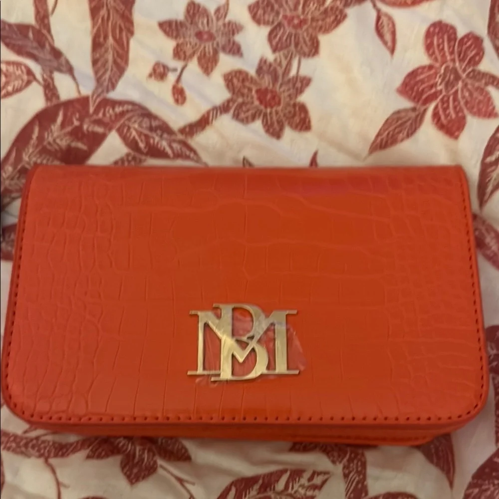 Badgley Mischka Orange Croc-Embossed Bag